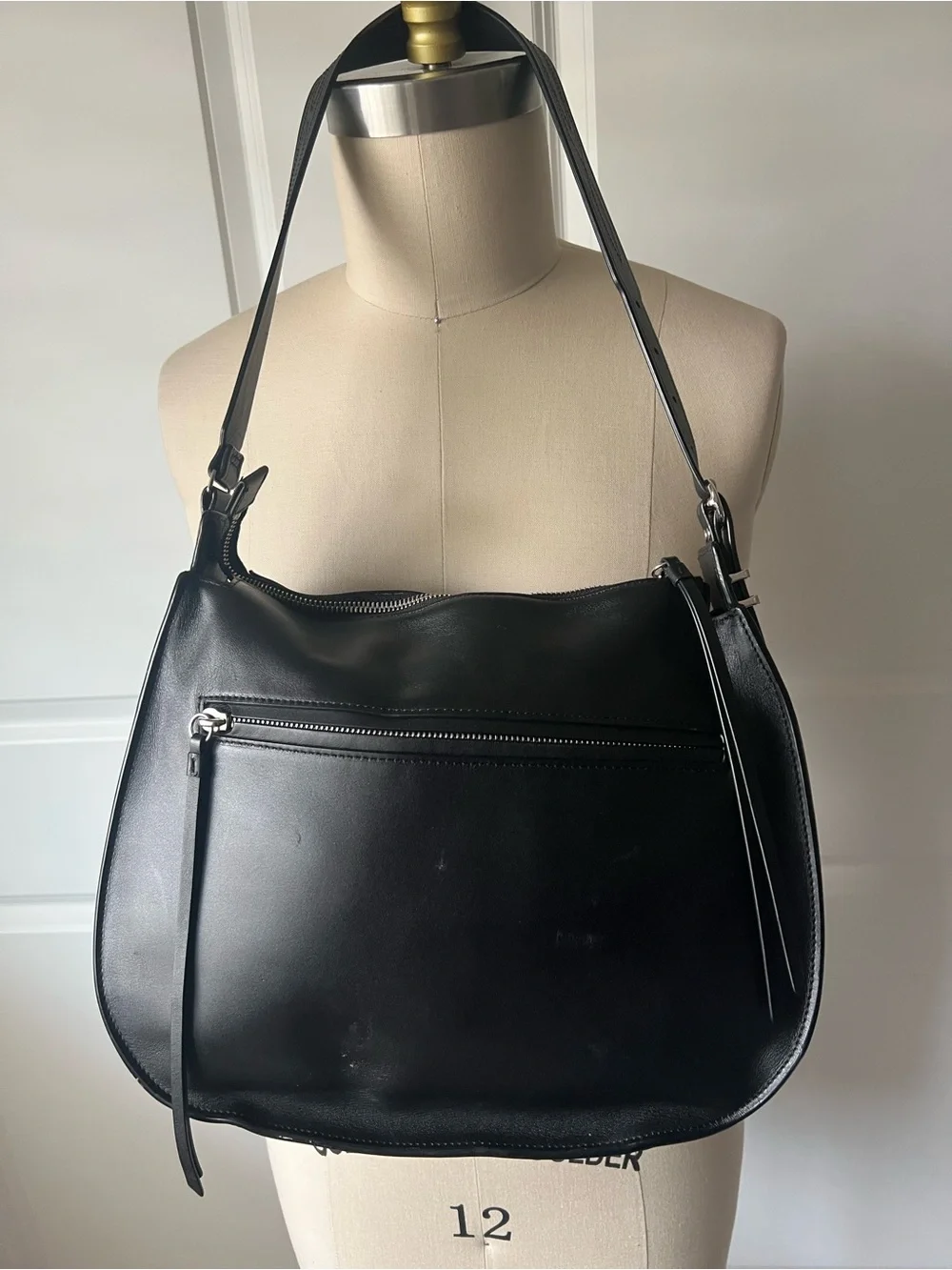 All Saints Black Leather Shoulder Bag